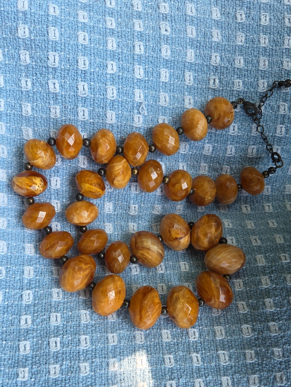 Vintage Avon Butterscotch Color Lucite Beaded Necklace.